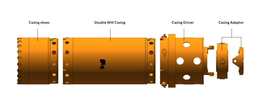 Step-by-step installation of pile casing in deep foundation project
